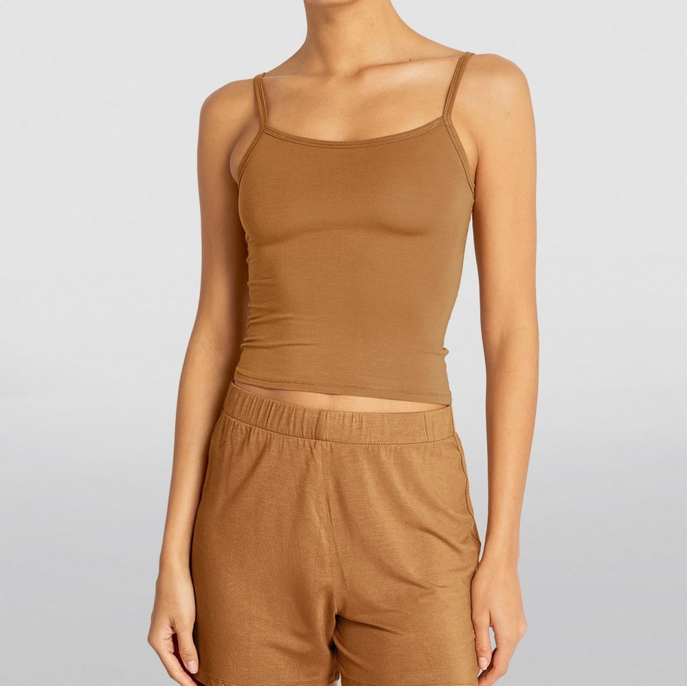 SKIMS Sleep Tank in Sierra Brown Cropped Baby Tank Top - Sz Medium